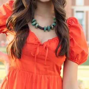 Beautiful Genuine Turquoise Necklace with Jet Stone Beads